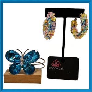 Paparazzi Teal Butterfly Bracelet and Multicolor Earrings